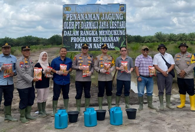 
 📸 Kapolres Bengkalis, AKBP Budi Setiawan, S.I.K., M.I.K., memimpin gerakan penanaman jagung di Desa Air Kulim, Kecamatan Mandau, Bengkalis.
