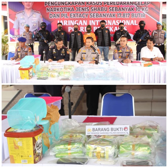 
 ? Press Conference pengungkapan kasus Narkotika jenis Sabu sebanyak 10 Kg dan 17,817 butir Pil Ekstasi.