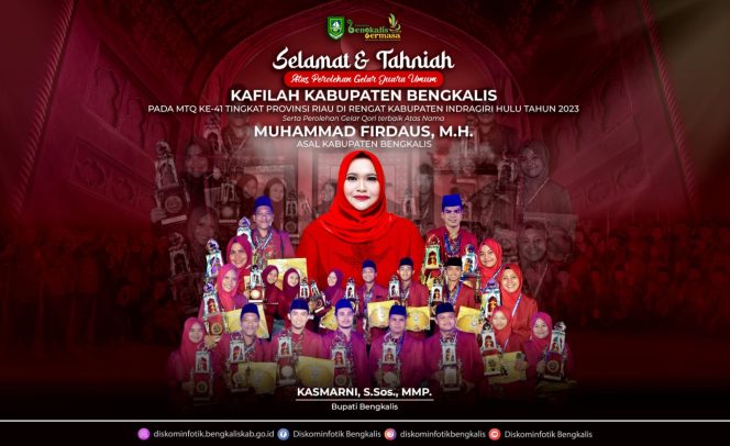 
 ? Juara Umum MTQ Riau 2023, Pemkab Bengkalis Siapkan Bonus Rp 410 Juta Untuk Kafilah.