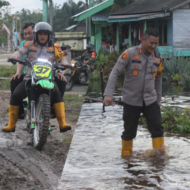 
 ? Kapolres Bengkalis AKBP Setyo Bimo Anggoro saat melakukan pengecekan langsung ke Tempat Pemungutan Suara (TPS) yang rawan banjir di Desa Muara Dua Kecamatan Siak Kecil.