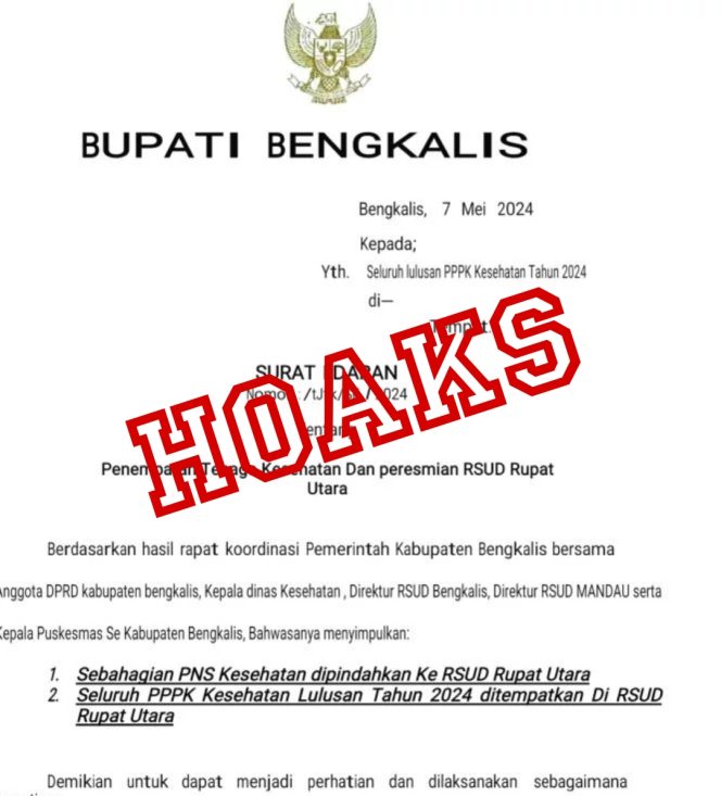 
 ? Surat Edaran Bupati Bengkalis yang sempat viral.