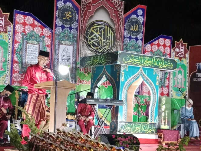 
 Pj. Kepala Desa Jangkang Al Amin SP Saat menyampaikan kata sambutan