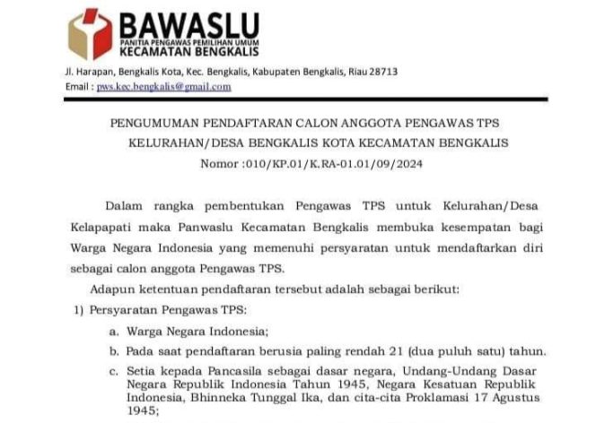 
 PPS Desa Kelapapati Buka Lowongan Jadi Pengawas TPS