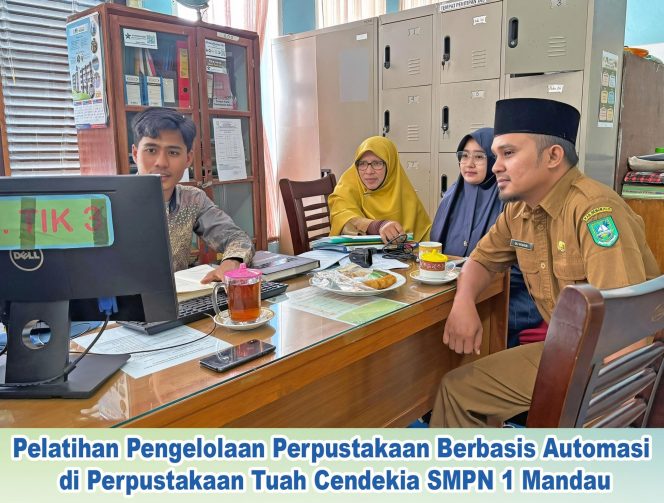 
 📸 Pelatihan Pengelolaan Perpustakaan Berbasis Automasi, yang digelar di Perpustakaan Tuah Cendekia SMPN 1 Mandau.