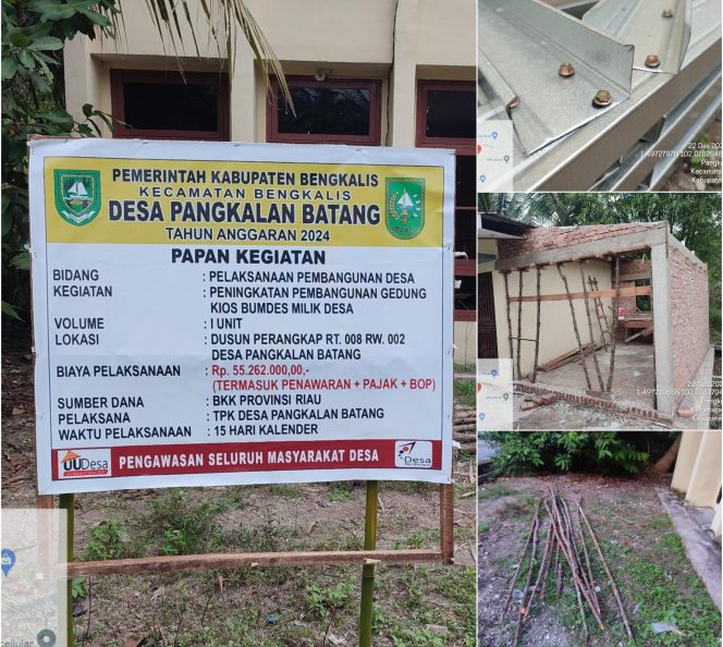 
 📸 Pembangunan Kios Badan Usaha Milik Desa (BUMDes) di Desa Pangkalan Batang, Kecamatan Bengkalis.
