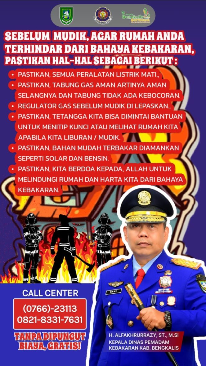 
 Waspada Kebakaran Saat Mudik, Damkar Bengkalis Imbau Warga Cek Listrik dan Gas
