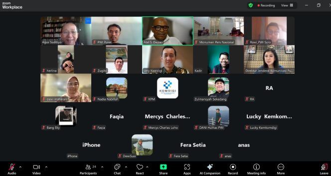 
 Bersama Komdigi, PWI Pusat Rapat Virtual Bahas Pengukuhan