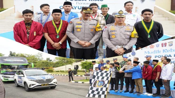 
 📸 Pelepasan bus mudik gratis ke Sumbar - Sumut oleh Polda Riau di Pekanbaru
