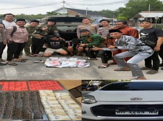 ๐ธ Polisi menunjukkan barang bukti 13 kilogram sabu dan ratusan cartridge etomidate di Bengkalis, 21 Maret 2026.