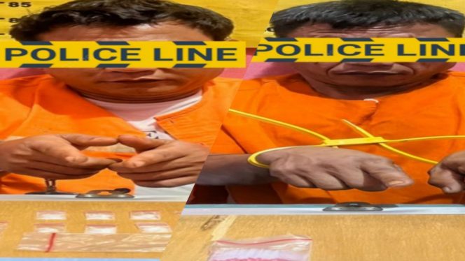 
 📸 Polisi mengamankan tersangka S.T dan S.S beserta barang bukti puluhan paket sabu dalam operasi berantai di Bathin Solapan, Bengkalis, Selasa, 14 April 2026. (Foto: Istimewa/Dok. Polres Bengkalis)