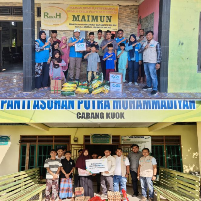 
 📸 Perwakilan YBM PLN menyerahkan bantuan pangan secara simbolis kepada pengurus panti asuhan di Riau. (Foto: Dok. PLN)