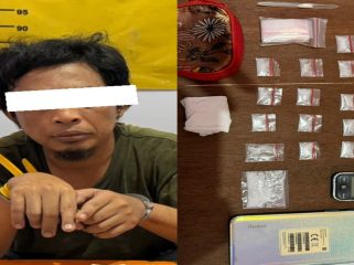 📸 Polisi menangkap pria diduga pengedar sabu di Mandau Bengkalis dengan barang bukti paket narkotika dan alat transaksi.