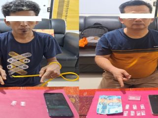 📸 Dua tersangka kasus sabu diamankan Polsek Mandau dalam pengembangan jaringan narkotika di Bengkalis.
