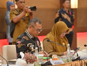 Santoso mengikuti RUPS BRK Syariah Tahun Buku 2025 dan RUPS-LB Tahun 2026 di Ballroom Menara Dang Merdu BRK Syariah, Pekanbaru.