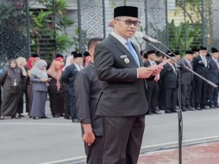 📸 Wakil Bupati Bengkalis Bagus Santoso menjadi inspektur upacara Hari Lahir Pancasila di halaman Kantor Bupati Bengkalis, Senin, 1 Juni 2026.
