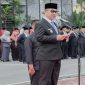 Wakil Bupati Bengkalis Bagus Santoso memimpin upacara Hari Lahir Pancasila 2026 di Kantor Bupati Bengkalis.
