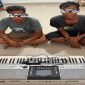 bersama barang bukti piano Yamaha PSR-S910 yang disita Polsek Mandau.