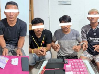 📸 Polsek Mandau mengamankan empat terduga pelaku serta menyita barang bukti.