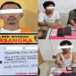 Polisi mengamankan tersangka dan barang bukti kasus dugaan sabu di Desa Bumbung, Bengkalis.