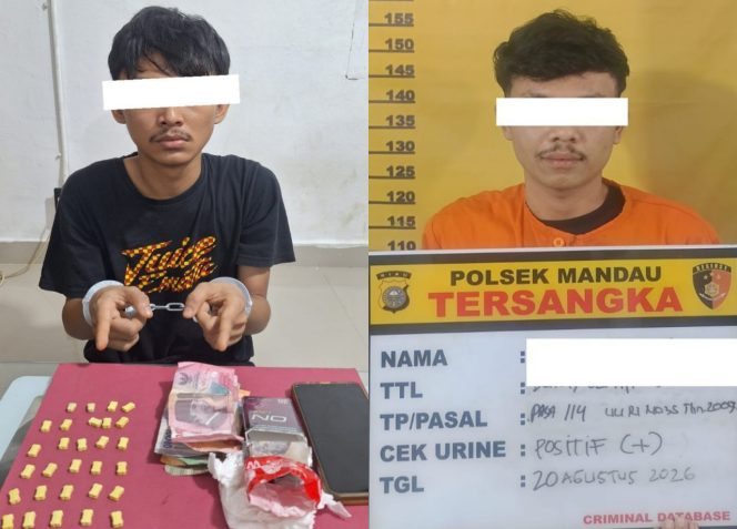
 📸 Tim Opsnal Polsek Mandau mengungkap dua kasus narkotika berbeda dan mengamankan 29 butir ekstasi serta menangkap dua pria yang diantaranya DPO.