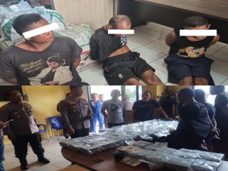 📸 Tiga pelaku penyelundupan 65 bungkus Sabu.