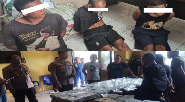 📸 Tiga pelaku penyelundupan 65 bungkus Sabu.